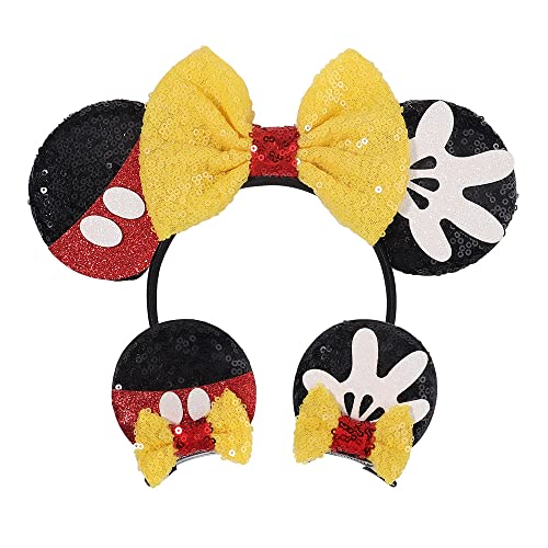 PALAY® Girls Headband Hair Clips Set Sequin Micky Mouse Bow Headbands Kawaii Bow Mouse Ear Headpieces Cosplay Costume Prop Hair Accessories for Girls PALAY® Girls Headband Hair Clips Set Sequin Micky Mouse Bow Headbands Kawaii Bow Mouse Ear Headpieces Cosplay Costume Prop Hair Accessories for Girls